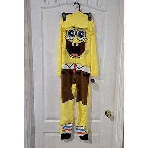 Kids NWT SpongeBob One Piece Zip Pajama, Costume Size 8 Play Sleep